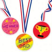 10pcs DIY Blank Medals, Hanging Rope Medals With Colorful Ribbons, Suitable For Classroom Craft Activities And DIY Projects, Applicable For Sports, Athletic Events, Props, Rewards, Party Gifts - A - View 7