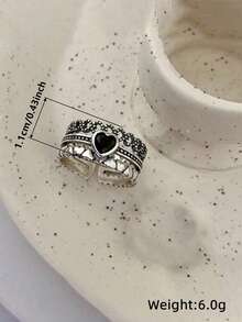 1pc Charming Heart-Shaped Ring, Suitable For Women To Wear, Suitable For Wedding, Engagement, Anniversary Party, Valentine's Day Gift - 1# - View 6