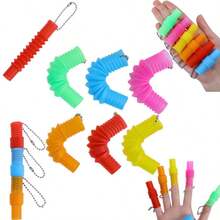 Pop Tube Random Color Sensory Toy, Colorful Stretchable Tube Toy, Mini Stretchable Tube Stress Relief Toy, Connectable, Assemblable And Stretchable - Colorful Stress Relief Toy, Develop Fine Motor Skills - Random Color Toy, Suitable For Party Teen Creative Toy - Multicolor-1 - View 7