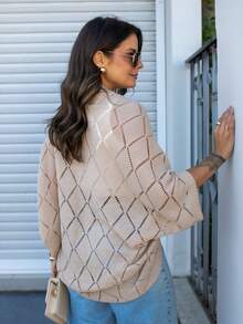 Cocoon Cape Kimono Cardigan Coat Knit Poncho Zig - 沙 - 查看 4