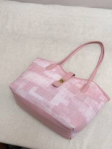 Bolso de gran capacidad para mujer, nuevo bolso tote de hombro versátil y de moda para ir al trabajo - Rosa - Ver 5