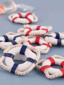 Miniature Hawaiian-Style Lifebuoy Accessory; Made Of Water-Resistant Material With A Base For Stable Placement. Ideal For DIY Miniature Crafting, Aquarium And Fish Tank Landscaping, Dollhouses, Micro-Landscape Dioramas, And Doll Scene Setups. - Multicolor - View 3