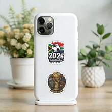 FIFA Varias pegatinas decorativas con tema del torneo de fútbol 2026, calcomanías con patrones de banderas de equipos y trofeos, pegatinas de decoración de apoyo al juego, pegatinas universales para botellas de agua, equipaje, cuadernos, carrocería de automóviles, materiales de decoración de ambiente para fiestas de visualización de partidos, pegatinas decorativas de colección de aficionados, pegatinas de decoración DIY para artículos personales al aire libre - Multicolor - Ver 5