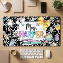 1pc Personalized Teacher Desk Mat, Custom Teacher Composition Book With Name Mouse Pad, Teacher Gifts, Back To School,Teacher Appreciation Gift, Rectangle Mousepad 24 X 14 Inch Stitched Edges - Style 1 - View 2