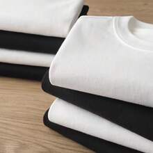T-shirt pour homme en coton, coupe ample, style sport décontracté, col rond, manches courtes, imprimé plaque de piste de course - Noir - Voir 3