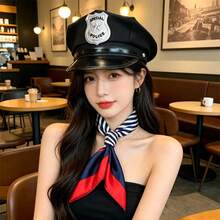 1件/2件/6件 軍警帽 Cosplay、派對與日常度假配件，字母刺繡貝雷帽，街頭哥德風 Cosplay - 彩色 - 查看 8