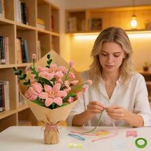 313pcs Bouquet Chenille Stem Flower Handmade Kit, Includes Greeting Card And Tutorial Video, All-In-One DIY Floral Craft Material Pack, Textured Multi-Color Accessory Set, Premium Chenille Stem Handicraft Kit - 313pcs - View 4