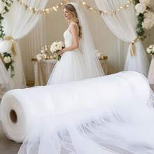 1 Roll 50m White Tulle Fabric, Suitable For Wedding Tablecloth, DIY Crafts, Bridal Veil/Wedding Dress, Ballet Skirt, Wedding Dress, Table Skirt/Tent, Wedding Decoration, Chair Back Decoration, Party Backdrop, Wreath Packaging, Stair Railing, Romantic Christmas Ceremony Backdrop And Holiday Party Decoration - View 3