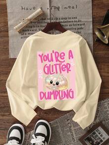 Tween Girl 1pc Printed Long Sleeve T-Shirt, Suitable For Tween GirlsAutumn/Winter Tops, Young Student Children's Clothing, Suitable For Outerwear And Layering - Apricot - View 4