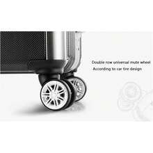 Maleta con ruedas universales para parejas, equipaje de mano para hombres y mujeres, con estructura de aluminio y caja con contraseña (Color: Negro) (Blanco) - 1 - Ver 3