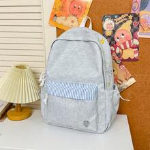 Japanese Style High-Value Solid Color Backpack For Middle And High School Students, Travel And Casual Lightweight Bag - Blue - View 8