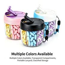 Estuche portátil para pastillas, caja de almacenamiento de vitaminas, diseño anti-confusión, apertura amplia para un fácil acceso, caja de medicina de viaje - Multicolor - Ver 2