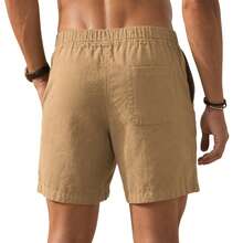 Set Of 3 Premium Linen Shorts For Men - Luxury Beachwear - 橄欖綠 - 查看 7