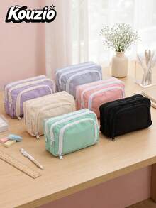 1 Stück mehrschichtiges großes Federmäppchen, Fensterdesign für einfachen Zugriff, Stifteetui, Schreibwaren-Organizer-Aufbewahrungstasche, tragbare Schulsachen-Tasche, Kosmetik-Make-up-Tasche, Reise-Aufbewahrungstasche, Schulanfang-Essentials - mehrfarbig - Übersicht 7