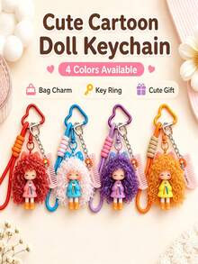 Nai Fu Doll Pendant Cartoon Fluffy Girl Keychain Pendant Women's Bag Charm Small Gift Key Ring Car Key Decoration Pendant Accessory - Multicolor - View 8