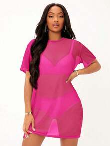SYCAMORETREETECHNOLOGYMX Sheer Mesh Off-The-Shoulder Dress - Blanco - View 7