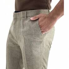 Men's Slim Fit Melange Tailored Trousers - 棕色 - 查看 1