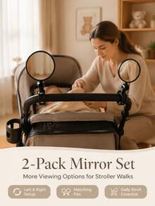 2pcs/1set Portable Stroller Rearview Mirror No Installation Required Reflective Mirror Universal - Baby Stroller Anti-Lost - Multicolor - View 6