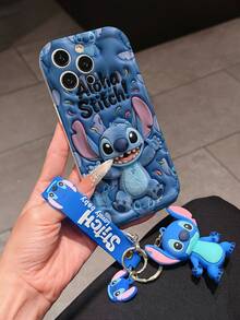 Disney Lilo And Stitch Phone Case : 3D Fluffy Pattern Border Protector Phone Soft Phone Case With A Free Cute Stitch Bracelet Chain Lanyard, Stitch, Lilo, Angel, For Apple 17 Promax 17 Pro 16 15 14 13 12 11 Pro Max XS Max X XR Soft Cover Summer Phone Case - 白色 - 查看 3