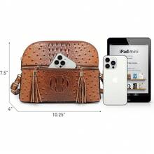 Dasein Bolso bandolera con cremallera para mujer, bolso de hombro a la moda con múltiples bolsillos - 2-Avestruz marrón - Ver 5