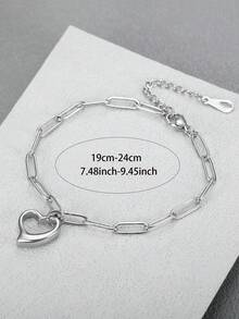 MONALLY Minimalist Hollow Silver Heart Charm Link Bracelet Stainless Steel Love Bracelets For Teen Girls Women Birthday Gift Daily Wear Fashion Jewelry - Love Bracelet - View 4