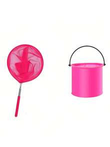1pc/1set 6 Colors Available Fishing Net/Folding Bucket Stainless Steel Telescopic Fishing Net, Fish Scoop Net, Small Net Insect Net Fishing Net Shrimp Net Reusable Outdoor Tool Soft Mesh Fabric Does Not Harm Small Fish Suitable For Multiple Scenarios - Multicolor - View 10