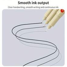 6pcs Fine Line Pens, Multi-Specification Nib Waterproof Marker Pens, Sketching Eyeliner Pens, Black Nylon Cartoon Art Pens, Suitable For Professional Art Painting - 6 Styles - View 3