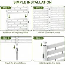 Fence Privacy Screen 12 Pack Garden Fence Panels Plastic Dog Fence Outdoor No Dig Fencing With Stakes Conditioner Trash Can Pool Equipment Enclosure Outside Backyard Patio, White - White - View 8