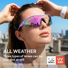 ROCKBROS 1PC Outdoor Sports Cycling Glasses, Fashion Glasses, Set With 3 Interchangeable Lenses, Lightweight High-Strength Polycarbonate Frame, Adjustable Silicone Nose Pads Anti-Slip Temple, For Running, Biking - Multicolor - View 11