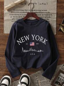 Tween Boy 3pcs Casual Printed Long Sleeve T-Shirts, Spring/Autumn/Winter, Young Student Children's Clothing, Fashionable Warm Comfortable Fit Tops For Big Boys And Teenagers - Multicolor - View 7