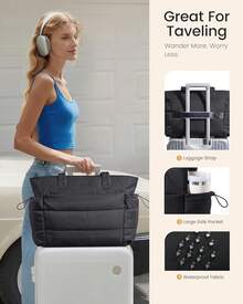 K Bolso de la compra para mujer, grande, bolso de mano, bolso de trabajo, bolso para portátil, bolso de profesor, bolso escolar, bolso de mano para mujer, para universidad, negocios, escuela - Café negro beige - Ver 8