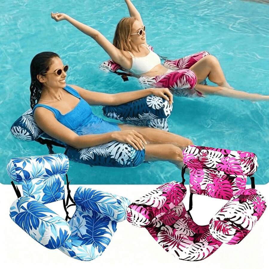 1pc Adult Inflatable Floating Pool Chair, Large Thickened Inflatable Float With Soft Mesh Center, Durable PVC Quick-Fold Design With Straps, Suitable For Swimming Pool, Outdoor Beach Games, Pool Party, Summer Sunbathing - Floating Chair - View 1