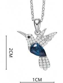 Mayfer |   Collar de plata esterlina .925 para mujer con dije de colibrí decorado con cristal aústriaco - Rojo - Ver 2
