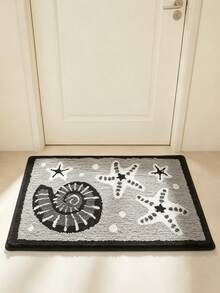 1 pieza Alfombra decorativa con tema de paisaje natural, alfombra rectangular con patrón de conchas de playa y océano, adecuada para decoración del hogar, regalos de vacaciones, alfombra decorativa, perfecta para el Día de San Valentín, Pascua, Acción de Gracias, Día de San Patricio, Día de la Madre - D - Ver 5