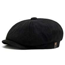 1pc Men's Short Brim Solid Color Linen Newsboy Cap, Outdoor Party Elegant Beret, Spring/Autumn Baseball Cap - One Size Fits All - View 4
