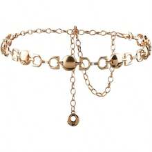 Cadena de Cintura, Joyería Europea y Americana, Cadena de Metal Estilo Hip Hop Punk, Cadena Corporal Geométrica Retro para Damas (Color: E, Talla: 1) (D 1) - E - Ver 1