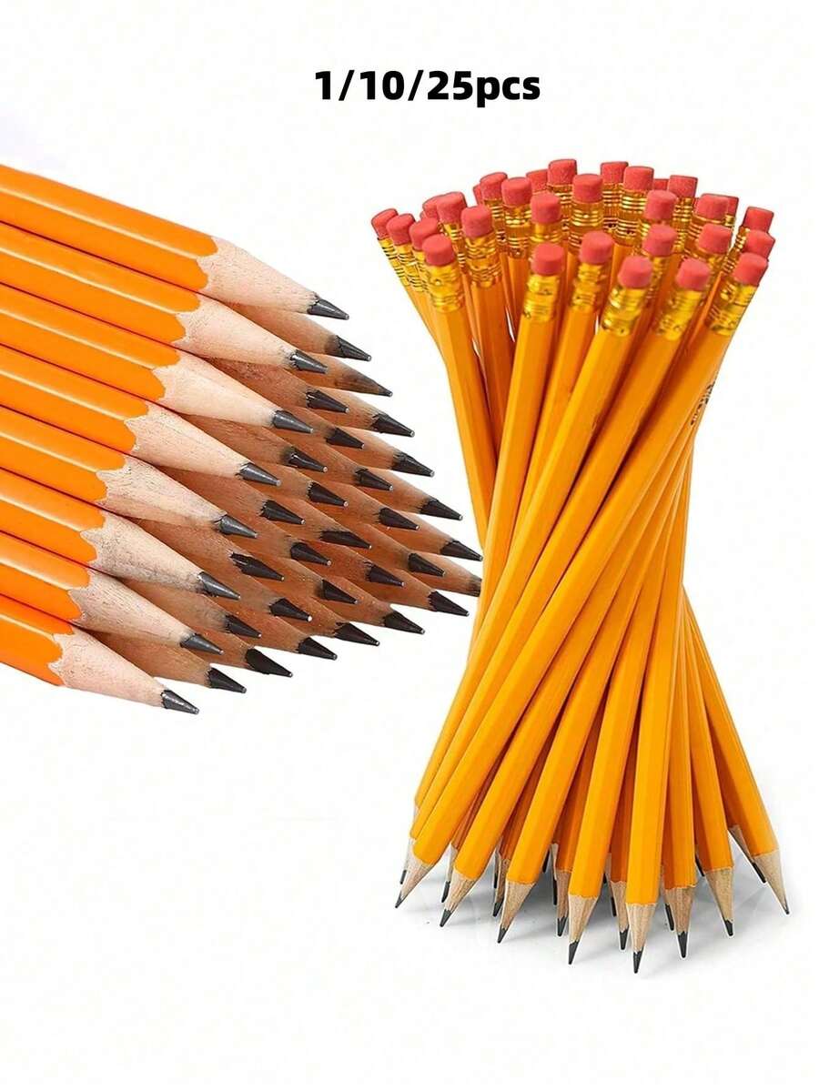 25/10/1 buah Pensil Warna Acak dengan Penghapus, Pensil HB, Cocok untuk Menulis Siswa, Perlengkapan Kantor dan Menggambar, Tutup Penghapus Warna Acak, Perlengkapan Sekolah, Musim Kembali ke Sekolah - Berbagai gaya - View 1