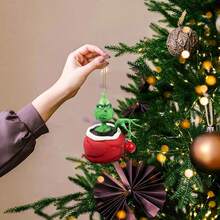The Grinch 9 قطع زينة شجرة عيد الميلاد على شكل وحش بشعر أخضر، سحر حقيبة الظهر، كريستال ديكور المنزل، زينة ديكورية للعطلات (تصميم عشوائي) - متعدد الألوان - مشاهدة 3