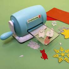1 Set Blue Embossing Machine, Combined With Different Flower Shape Templates To Cut Various Beautiful Patterns On Cardstock / Blue Die-Cutting Machine / Purple Hand-Crank Embossing Machine With Embossing Plate / Hand-Crank Roller Paper Craft Machine, Cutting Template DIY Handmade Creative Educational Toy Embosser, Pink Die-Cutting Machine & 1pc Die-Cutting Machine With 2pcs Padding Boards, Craft Embossing Machine - Blue - View 2
