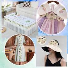 1 yarda de encaje soluble en agua de 6.5 cm de ancho, color café vintage elegante con contraste, con flor 3D de cinco pétalos + decoración de enredadera de hojas verdes, cinta de satén, accesorios DIY para ropa y hogar, accesorios para vestido de novia, cabello, cortinas, embalaje floral, accesorios de tela hechos a mano exquisitos - multicolor - Ver 4