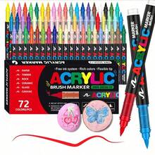 12/24/36/48/60/72 Colorful Professional Art Marker Set, Equipped With Soft Brush Tips And Fine Line Tips, Includes 168 Soft Tips, Suitable For Painting, Sketching And Layering. Direct Liquid Acrylic Markers Suitable For Rocks, Glass, Ceramics, Easter Eggs, Metal, Wood And More Materials, Perfect Gift For Family And Friends! Perfect Back To School Season Gift Choice... - Red Box Direct Liquid Pen - View 1
