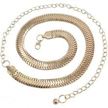 Cadena Decorativa para Cintura de Mujer, Cinturón Ajustable con Gancho Metálico, Accesorio Colgante - Dorado - Ver 1