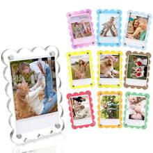 10 buah Bingkai Foto Magnetik Akrilik Ukuran 2,36 x 3,54 Inci dengan Tepi Bergelombang, Album Foto Kartu Bintang K-Pop, Bingkai Magnetik Dua Sisi untuk Kulkas/Loker - pola gelombang - View 1