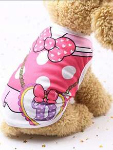 1pc Pet Spring/Summer Vest, Cat And Dog Universal Fake Harness Mesh Clothing, Suitable For Teddy, Bichon, Pomeranian And Other Pet Apparel - Hot Pink - View 3