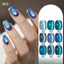MIANEL GEL 10ml Sapphire Series Cat Eye Gel Nail Polish, Sparkling Blue Glass Bead Cat Eye Gel Nail Polish, Salon Professional Use, Summer Blue Nail Art Supplies - Multicolor - View 3