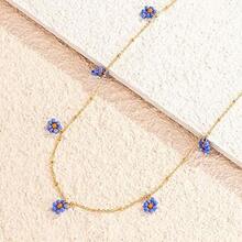 Cadena de Cintura con Colgante de Flores Coloridas Estilo Boho de Primavera para Mujer, Cadena de Cintura Estética de Moda , Joyería Corporal (Color: Azul, Tamaño: 75+10cm) - 1 - Ver 6