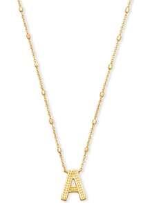 Kendra Scott Collar con colgante de letras A-Z para mujer, joyería de moda, latón chapado en oro de 14 quilates - Letra A - Ver 5