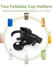 1 buah - Tempat Gelas Kereta Bayi, Braket Multifungsi 3-in-1 (Termasuk Tempat Ponsel), Cocok untuk Kereta Bayi, Kursi Roda, Skuter, Alat Bantu Jalan, dan Sepeda; Tempat Minuman Universal yang Dapat Dilipat - MultiWarna - View 7
