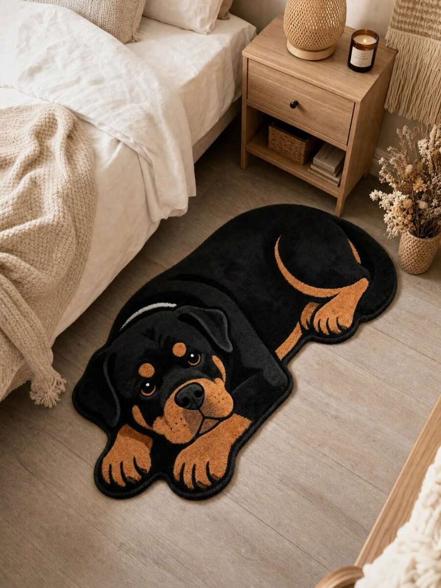 1件 趴臥羅特威勒犬造型地墊,裝飾地毯,臥室裝飾,地墊,地毯,家居裝飾,客廳地毯,客廳小地毯,臥室地毯,客廳家居裝飾,戶外地毯,可水洗地毯 - 多色10 - 查看 1