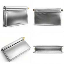Bolso de mano de piel sintética desmontable con cadena para hombro y noche, bolso de mano para mujer, formal, boda, fiesta, baile de graduación - grande plateado - Ver 6